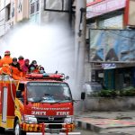 Kurangi Penyebaran Virus Corona, Tim Gugus Tugas Penanganan Covid-19 Semprot Disinfektan Jalan Protokol