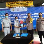 Polresta Bandarlampung Terima Satu Unit Mobil Ambulance dari Jasa Raharja Cabang Lampung