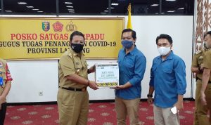Gugus Tugas Provinsi Lampung Terima Bantuan Covid Dari Satgas BUMN, OJK, dan AAUI Lampung