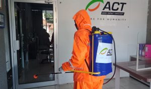 Maksimalkan Pelayanan Sehabis Idul Adha, Kantor ACT Lampung Disemprot Disinfektan