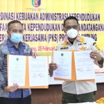 Sekdaprov Fahrizal Darminto Saksikan Penandatanganan Perjanjian Kerjasama 11 OPDtentang Pemanfaatan Data Kependudukan