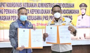 Sekdaprov Fahrizal Darminto Saksikan Penandatanganan Perjanjian Kerjasama 11 OPDtentang Pemanfaatan Data Kependudukan