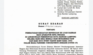 Selama 10-14 Maret, Pemkot Bandar Lampung Larang ASN dan Keluarga Pergi ke Luar Daerah