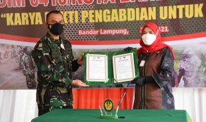 Tutup Karya Bakti Kodim 0410/KBL, Eva Dwiana: Ini Jadi Program Strategis Dukung Pembangunan Desa/Kelurahan