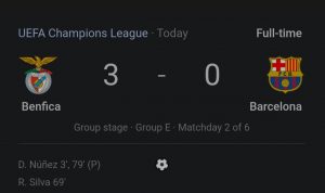 Barcelona Memble di Liga Champions Terbantai Wakil Portugal, Benfica