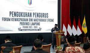 Gubernur Arinal Djunaidi Kukuhkan Pengurus Forum Kewaspadaan Dini Masyarakat Provinsi Lampung Periode 2021-2024