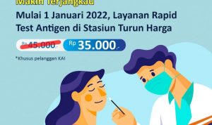 Mulai Awal Tahun 2022, KAI Turunkan Tarif Antigen Menjadi Rp35 Ribu
