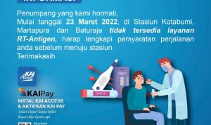 Mulai Hari Ini, Divre IV Hanya Sediakan Pelayanan Rapid Test Antigen di Stasiun Tanjungkarang