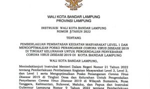 Masuk PPKM Level 1, Wali Kota Bandar Lampung Terbitkan 11 Instruksi
