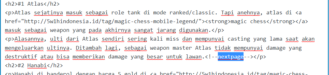 Merubah "more" menjadi "nextpage"