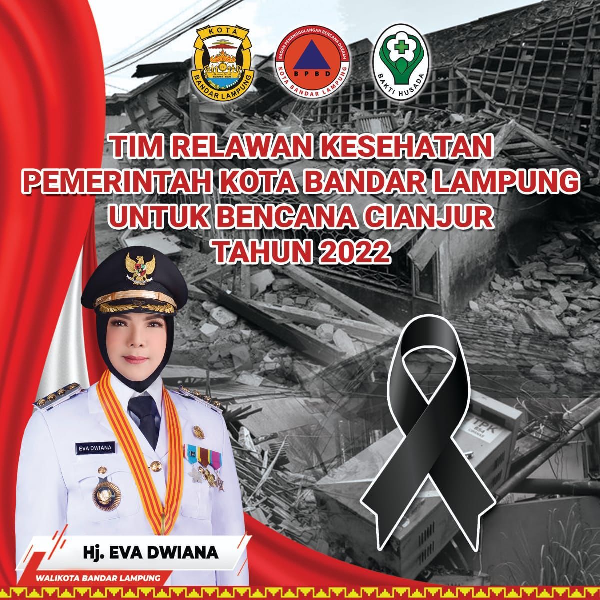 Walikota Bandar Lampung, Eva Dwiana mengirimkan bantuan untu korban bencana Gempa Cianjur || Foto: Dok. Kominfo Bandar Lampung