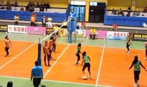 Laga Perdana Porprov IX Lampung, Tim Voli Bandar Lampung Tundukkan Tim Voli Pringsewu