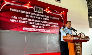 Lembaga Pemasyarakatan (Lapas) Narkotika Kelas IIA Bandar Lampung menyelenggarakan kegiatan Deklarasi Janji Kinerja dan Pencanangan Pembangunan Zona Integritas (ZI) Menuju WBK/WBBM || Foto: Istimewa