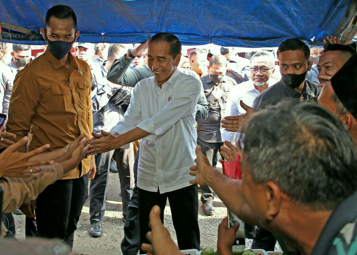 Presiden RI Jokowi melaksanakan kunjungan kerja ke Pasar Natar, Kecamatan Natar, Kabupaten Lampung Selatan, Provinsi Lampung || Foto: Adpim Pemprov Lampung