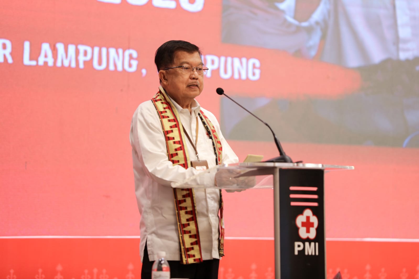 Ketua Umum PMI Pusat, Jusuf Kalla membuka secara resmi Musyawarah Kerja Nasional (Mukernas) PMI Tahun 2023 || Foto: Adpim Pemprov Lampung