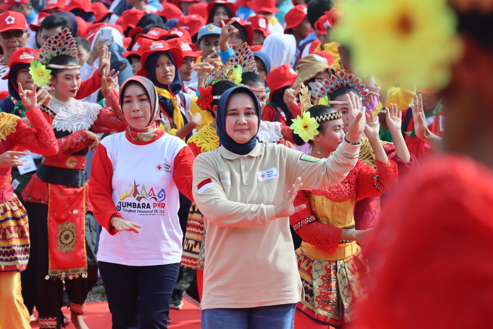 Ketua PMI Lampung, Riana Sari Arinal, saat menghadiri acara penutupan acara Jumpa Bakti Gembira (Jumbara) Tingkat Nasional IX Tahun 2023 || Foto: Istimewa