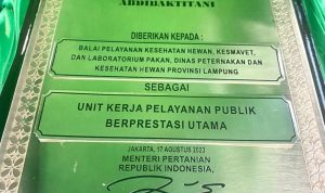 UPTD BPK2LP Lampung Terima Penghargaan Abdi Bakti Tani 2023 dari Kementan RI