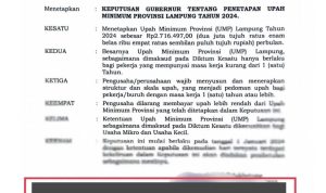 Pemprov Lampung Tetapkan Upah Minimum Tahun 2024, Kenaikan 3,16 persen