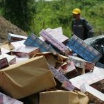 KPPBC TMP B Bandar Lampung melaksanakan pemusnahan puluhan juta batang hasil tembakau ilegal yang memiliki nilai barang sekitar Rp 36 miliar bertempat di Terbanggi Besar, Kabupaten Lampung Tengah || Foto: Istimewa