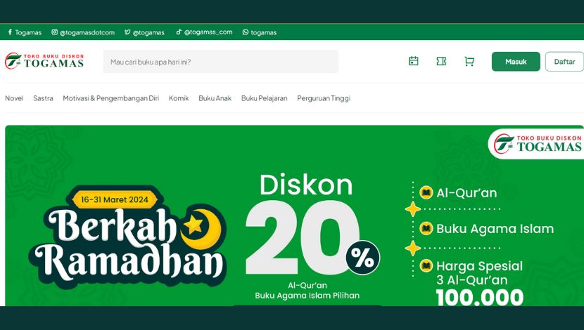 Website Toko Buku Online (Photo togamas) 5W1HINDONESIA.ID