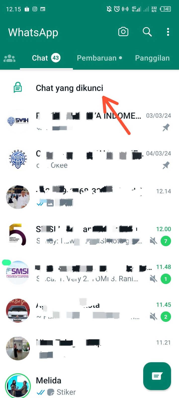 Chat yang terkunci