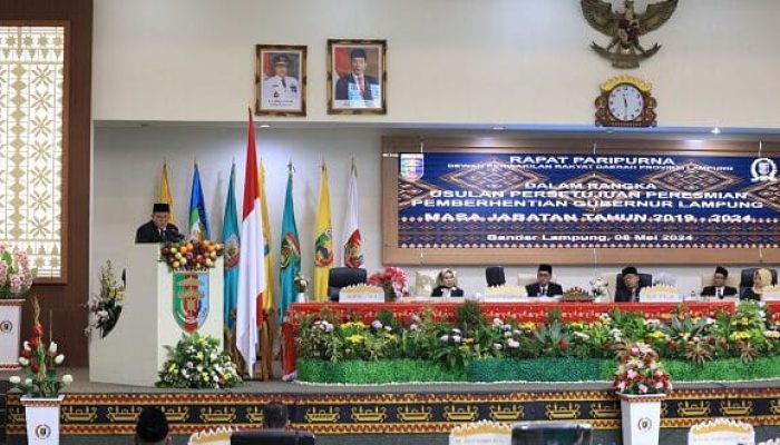 Rapat Paripurna Pemberhentian Gubernur Masa Jabatan 2019-2024, DPRD: Arinal Berdedikasi Membangun Lampung