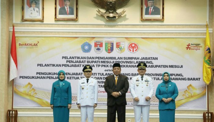 Gubernur Lampung Lantik Pj Bupati Mesuji dan Perpanjang Masa Jabatan Pj Bupati Tulang Bawang Barat