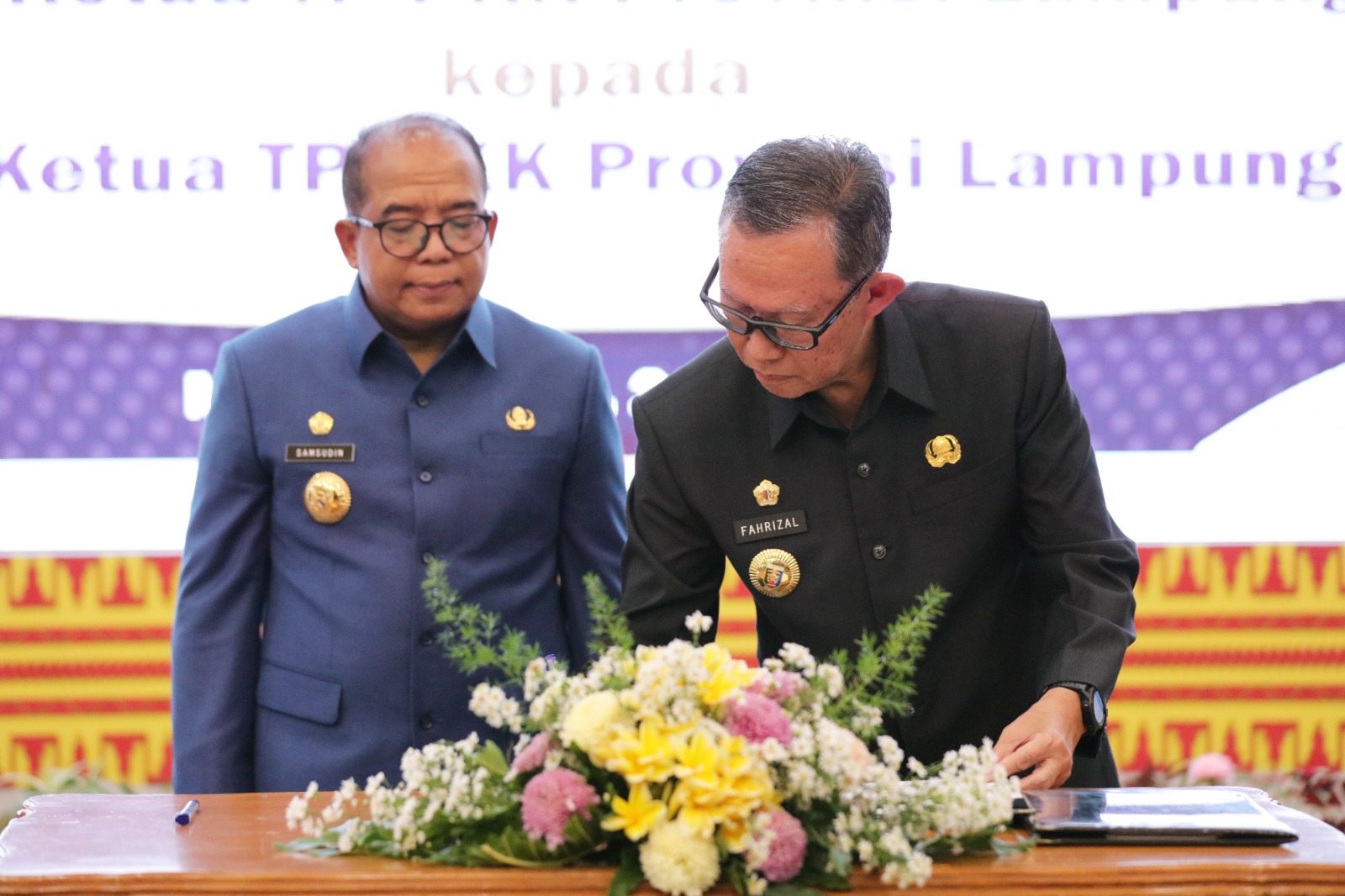 Pemprov Lampung melaksanakan Sertijab dari Plh. Gubernur Lampung Fahrizal Darminto kepada Pj. Gubernur Lampung Samsudin, yang berlangsung di Mahan Agung, Bandar Lampung || Foto: Adpim Pemprov Lampung