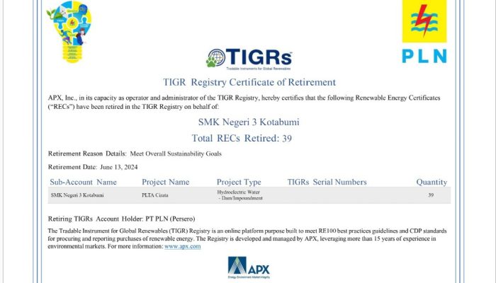 Gunakan REC PLN, SMKN 3 Kotabumi Jadi Inisiator Sekolah Peduli Energi Bersih di Lampung