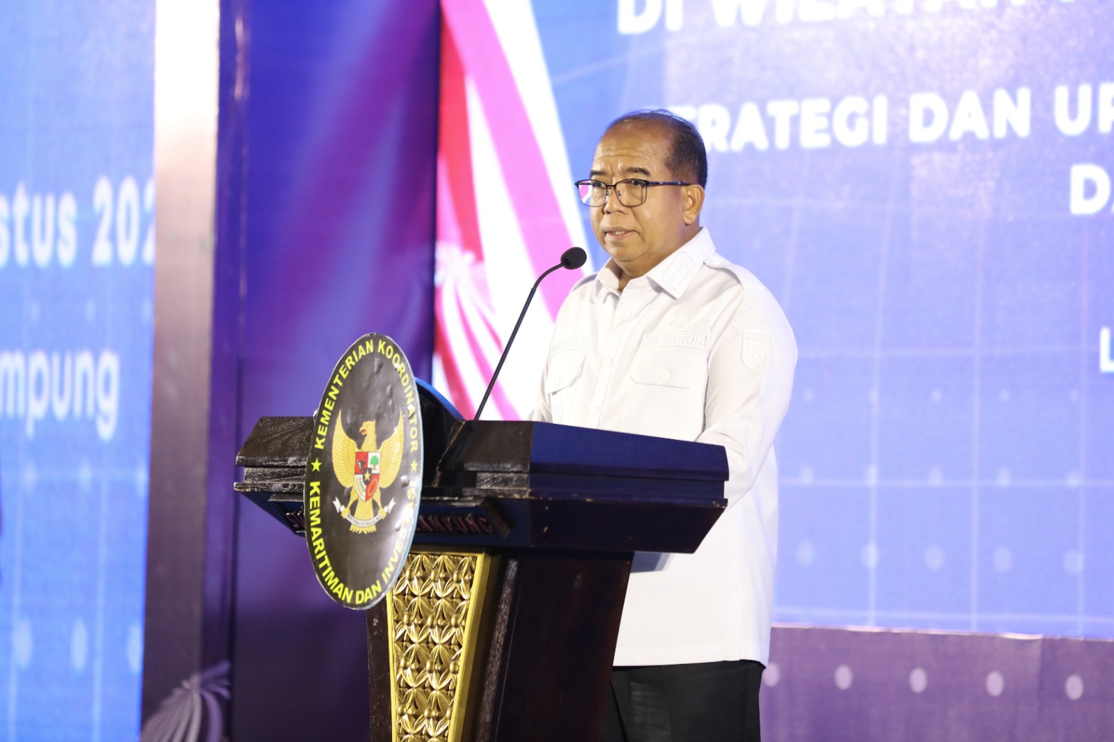 Pj. Gubernur Lampung Samsudin menghadiri acara FGD yang digelar Kementerian Koordinator Bidang Kemaritiman dan Investasi RI membahas Peningkatan Keamanan dan Ketahanan di Wilayah Pesisir dan Pulau-Pulau Kecil || Foto: Adpim Pemprov Lampung