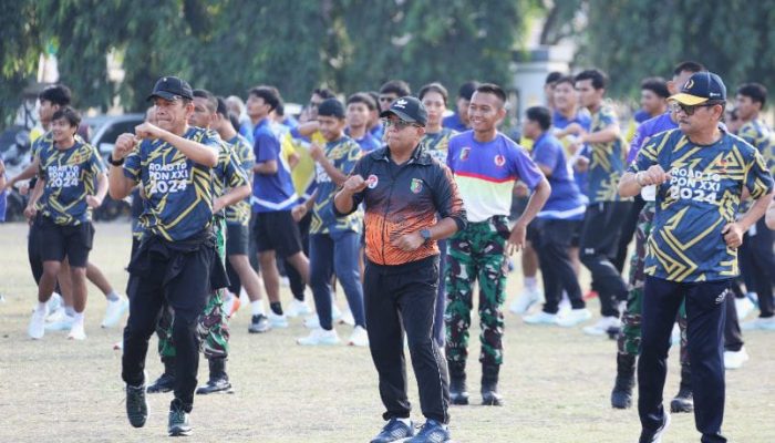 Pj Gubernur Samsudin Laksanakan Senam Bersama Seluruh Atlet PON Lampung