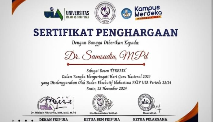Pj Gubernur Lampung Terima Penghargaan Dosen Terbaik dari UIA