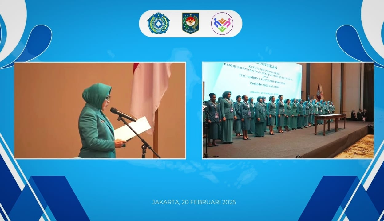 Purnama Wulan Sari Mirzani Djausal dilantik sebagai Ketua TP. PKK dan Ketua TP. Posyandu Provinsi Lampung oleh Ketua Umum TP. PKK sekaligus Ketua Umum Tim Pembina Posyandu, Ny. Tri Tito Karnavian || Foto: Dinas Kominfotik Provinsi Lampung