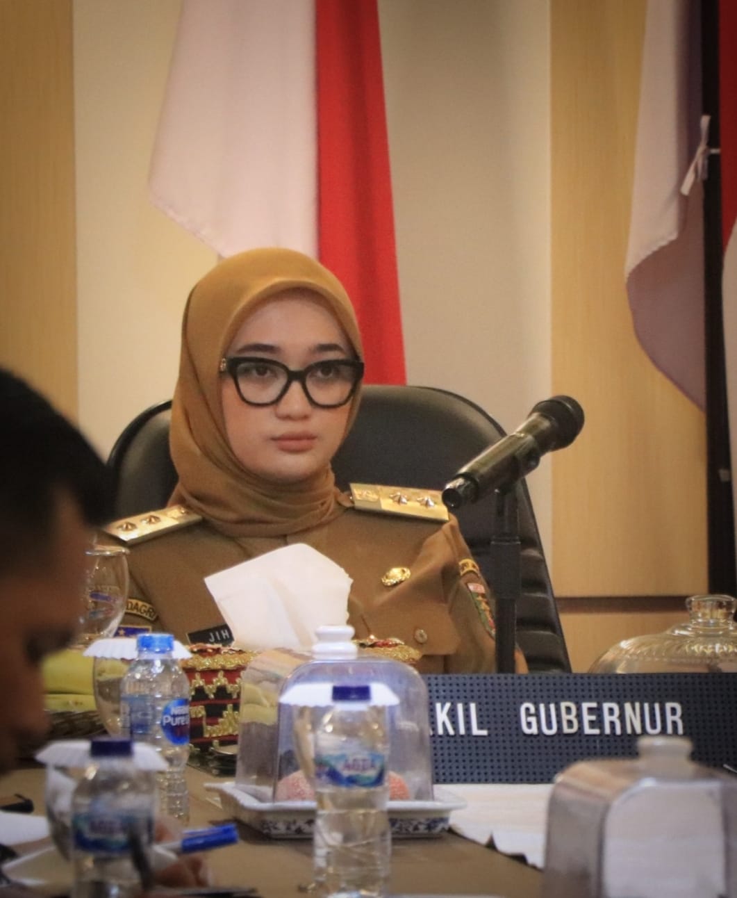 Wagub Lampung, Jihan Nurlela, mengikuti Rapat Koordinasi Pengendalian Inflasi Daerah secara virtual bertempat di ruang Sakai Sambayan || Foto: Dinas Kominfotik Provinsi Lampung