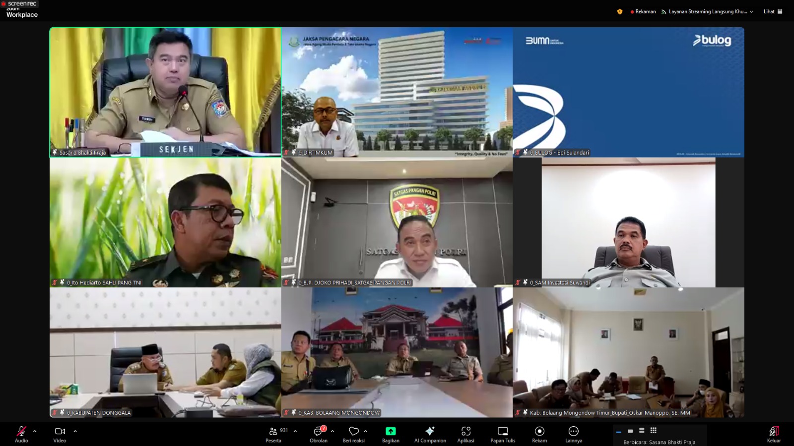 Staf Ahli Bidang Ekonomi, Keuangan dan Pembangunan (Ekubang) Zainal Abidin, mengikuti rapat koordinasi pengendalian inflasi daerah yang dilaksanakan secara virtual || Foto: Dinas Kominfo dan Statistik Provinsi Lampung