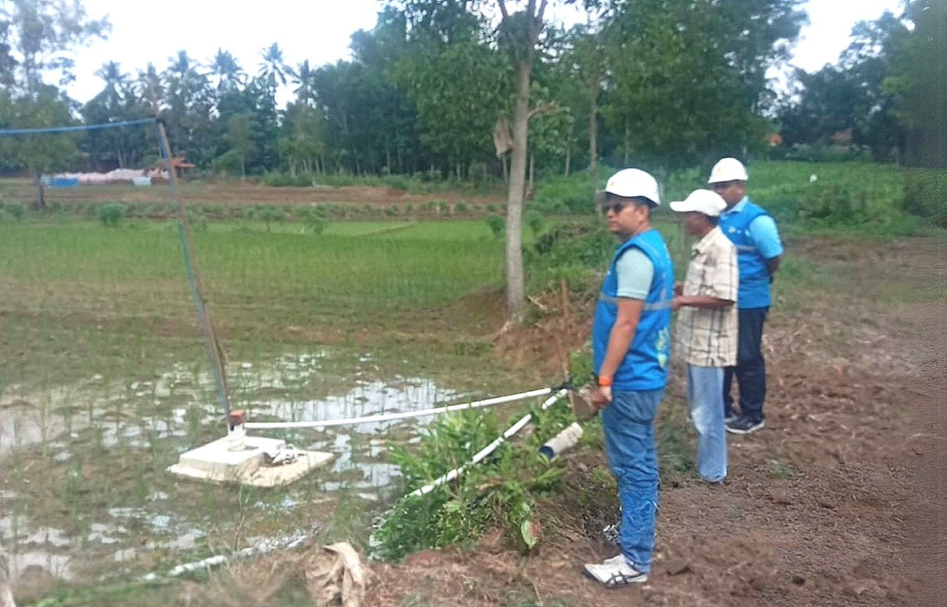 Manager UP3 Tanjung Karang M. Haryadi Poel bersama Manager ULP Natar, Eko Wahyudi meninjau lokasi lahan sawah Desa Pejambon, Kecamatan Negeri Katon, Kabupaten Pesawaran || Foto: PLN UID Lampung