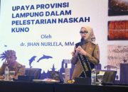 Wakil Gubernur Lampung, Jihan Nurlela, yang juga merupakan Duta Baca Provinsi Lampung, hadir sebagai narasumber pada kegiatan Penggalian Potensi Naskah Kuno Nusantara sebagai Ingatan Kolektif Nasional || Foto: Dinas Kominfotik Provinsi Lampung