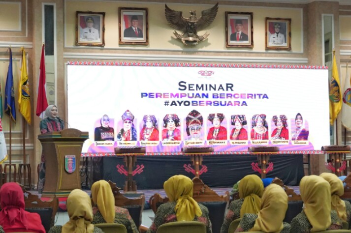Suasana acara Seminar Perempuan Bercerita Ayo Bersuara, di Balai Keratun || Foto: Dinas Kominfotik Provinsi Lampung