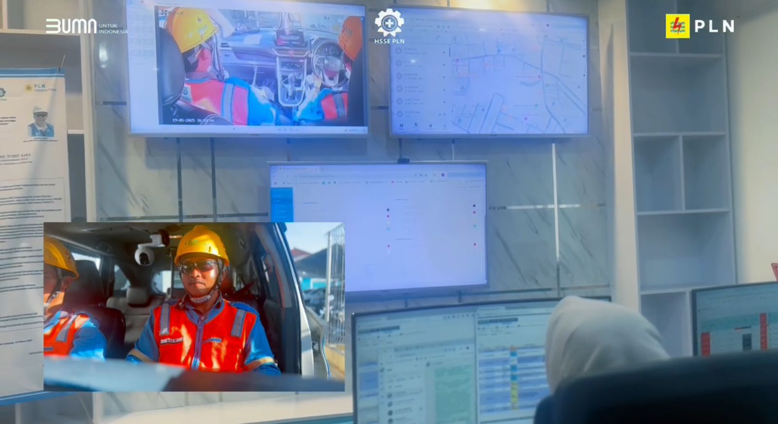 Simulasi pantauan langsung dari HSSE Command Center PLN UID Lampung saat berinteraksi dengan petugas di lapangan || Foto: PLN UID Lampung