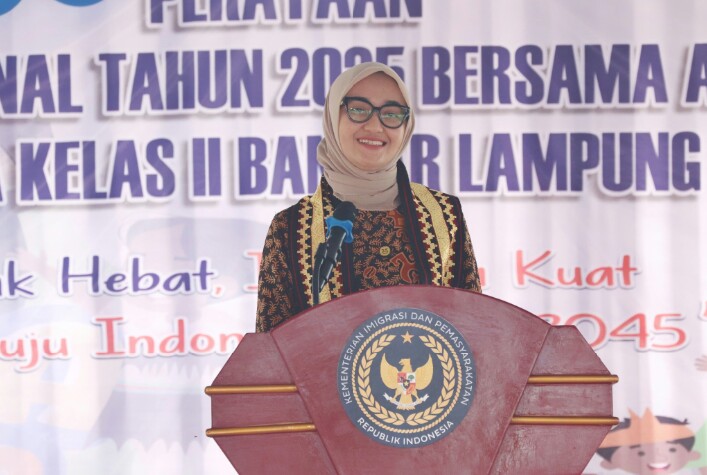 Wagub Lampung, Jihan Nurlela pada  Peringatan Hari Anak Nasional (HAN) Tahun 2025, di Lembaga Pembinaan Khusus Anak (LPKA) Kelas II Bandar Lampung, Kecamatan Tegineneng || Foto: Dinas Kominfotik Provinsi Lampung