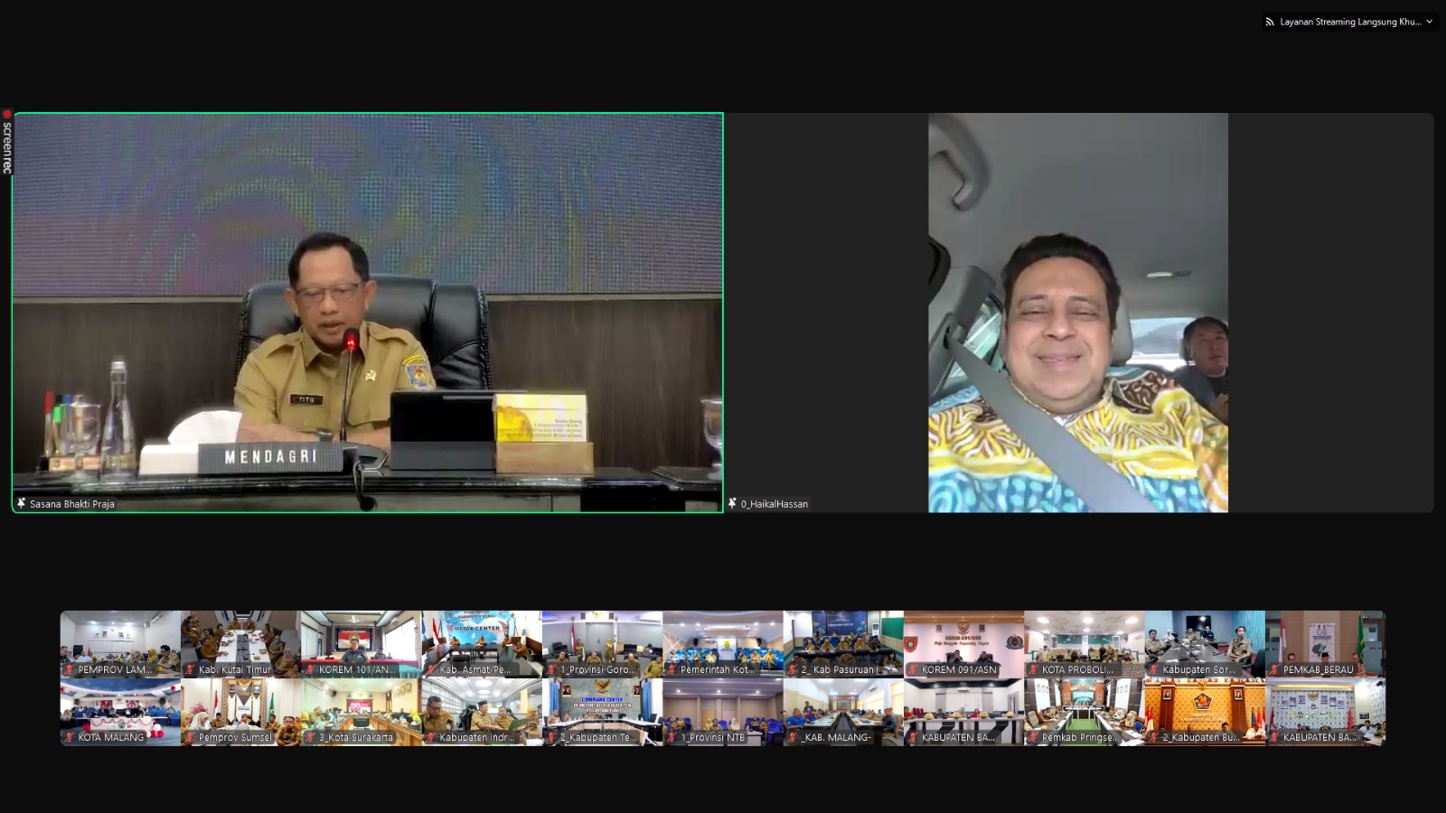 Suasana Rapat Koordinasi Pengendalian Inflasi Daerah yang diikuti Staf Ahli Gubernur bidang Ekubang, Bani Ispriyanto, secara daring di Ruang Command Center Dinas Kominfotik Provinsi Lampung || Foto: Dinas Kominfotik Provinsi Lampung