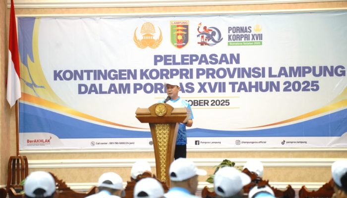 Gubernur Lampung Lepas Kontingen Korpri Provinsi Lampung Ke Pornas XVII