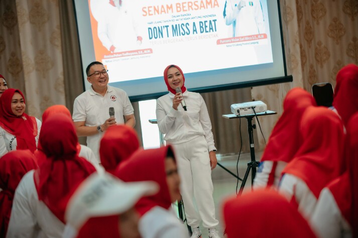 Ketua Yayasan Jantung Indonesia (YJI) Provinsi Lampung, Purnama Wulan Sari Mirza, dalam peringatan HUT ke-44 YJI di Auditorium Dinas Kesehatan Provinsi Lampung || Foto: Istimewa