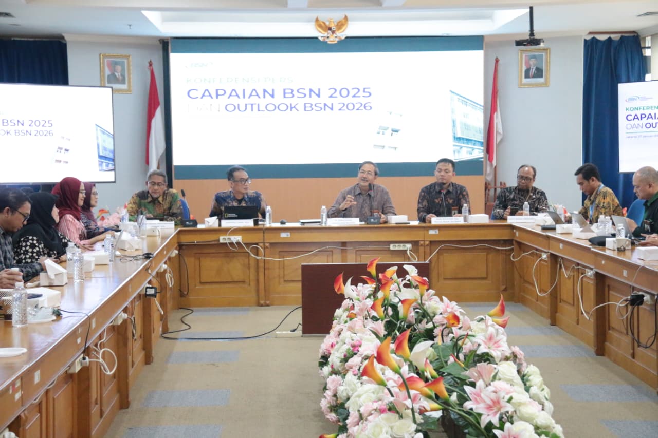 Suasana Konferensi Pers bertajuk "Refleksi Tahun 2025 dan Outlook Tahun 2026" di Kantor BSN, Jakarta || Foto: Dok. BSN
