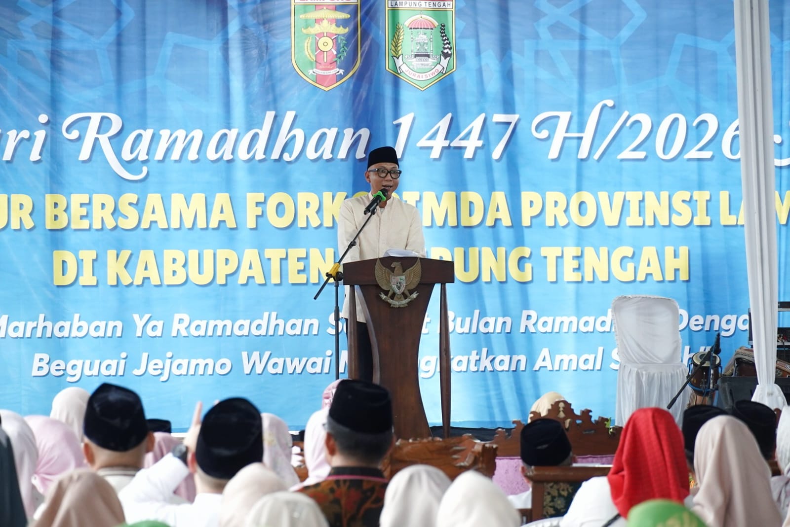 Pemprov Lampung menggelar Safari Ramadan 1447 Hijriah/2026 Masehi bersama masyarakat di Masjid At-Taqwa, Kampung Onoharjo, Terbanggi Besar, Kabupaten Lampung Tengah || Foto: Dinas Kominfotik Provinsi Lampung
