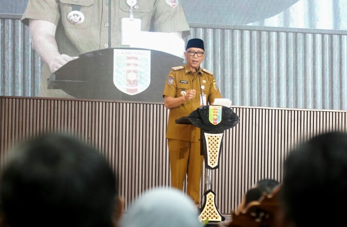 Gubernur Lampung, Rahmat Mirzani Djausal membuka Musrenbang Provinsi Lampung Tahun 2026 dalam rangka penyusunan RKPD Tahun 2027 di Balai Keratun, Kantor Gubernur Lampung || Foto: Dinas Kominfotik Provinsi Lampung