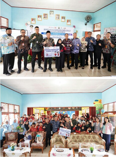 OJK Provinsi Lampung bersama Pemkab Lampung Selatan dan pemangku kepentingan terkait melaksanakan salah satu program kegiatan TPAKD dalam kegiatan Literasi dan Inklusi Keuangan berupa Launching Program Satu Rekening Satu Pelajar (KEJAR) di SDN 3 Way Urang, Kecamatan Kalianda, Lampung Selatan || Foto: OJK Provinsi Lampung