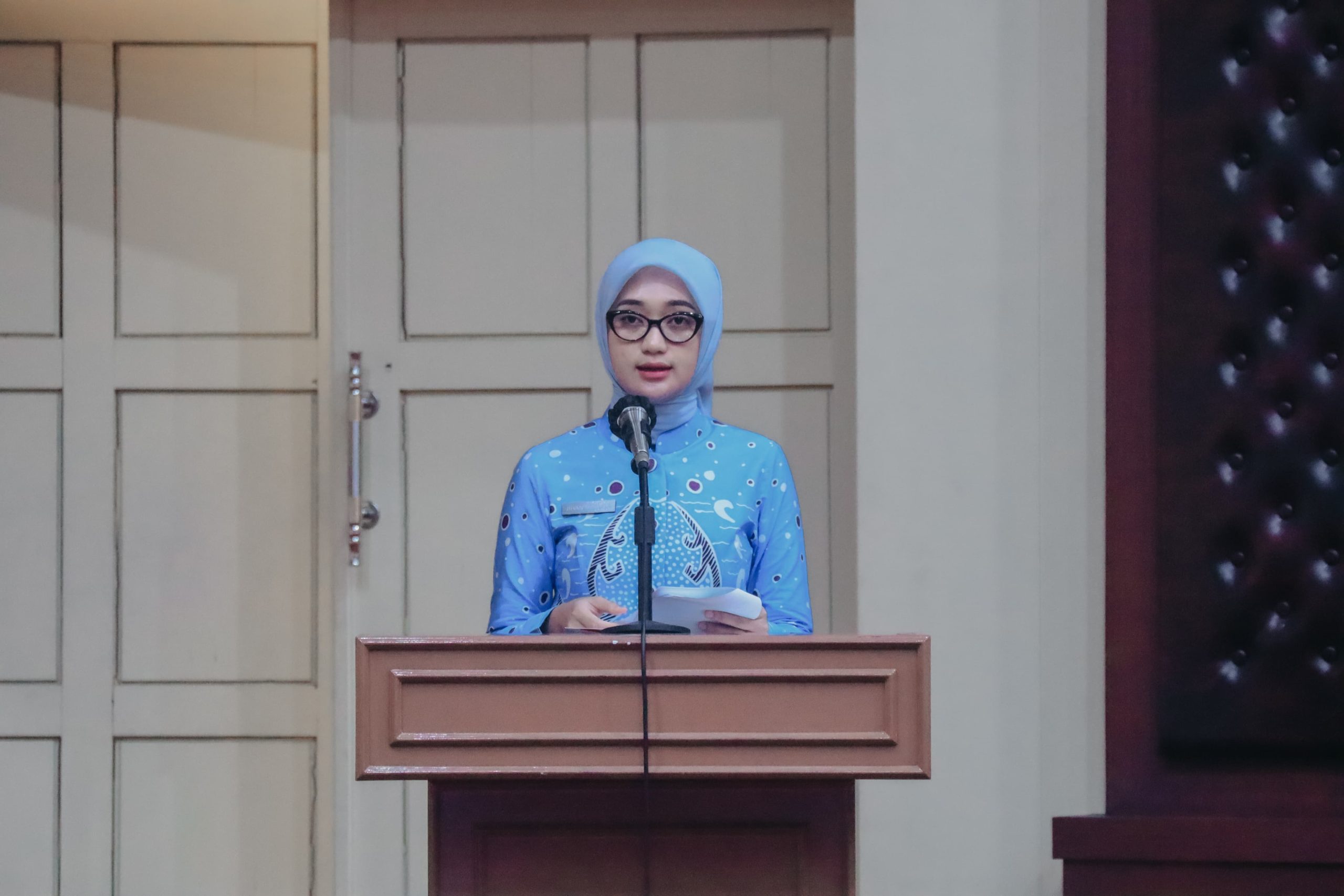 Ketua Umum Lembaga Koordinasi Kesejahteraan Sosial (LKKS) Provinsi Lampung, Jihan Nurlela, membuka Rapat Program Kerja LKKS Provinsi Lampung di Gedung Pusiban || Foto: Dinas Kominfotik  Provinsi Lampung