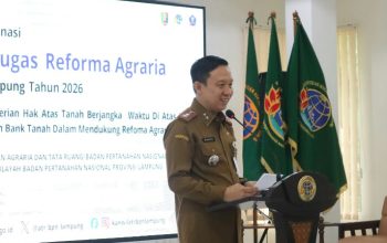 Sekdaprov Lampung, Marindo Kurniawan, saat membuka Rapat Koordinasi (Rakor) Gugus Tugas Reforma Agraria (GTRA) Provinsi Lampung Tahun Anggaran 2026 || Foto: Dinas Kominfotik Provinsi Lampung