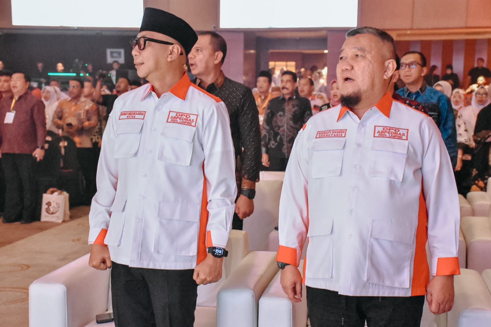 Gubernur Lampung Rahmat Mirzani Djausal yang juga Ketua DPD ABPEDNAS Lampung menghadiri Acara pelantikan dan pengukuhan Dewan Pimpinan Pusat (DPP), Dewan Pimpinan Daerah (DPD), dan Dewan Pimpinan Cabang (DPC) Srikandi Jaga Desa se-Indonesia || Foto: Istimewa